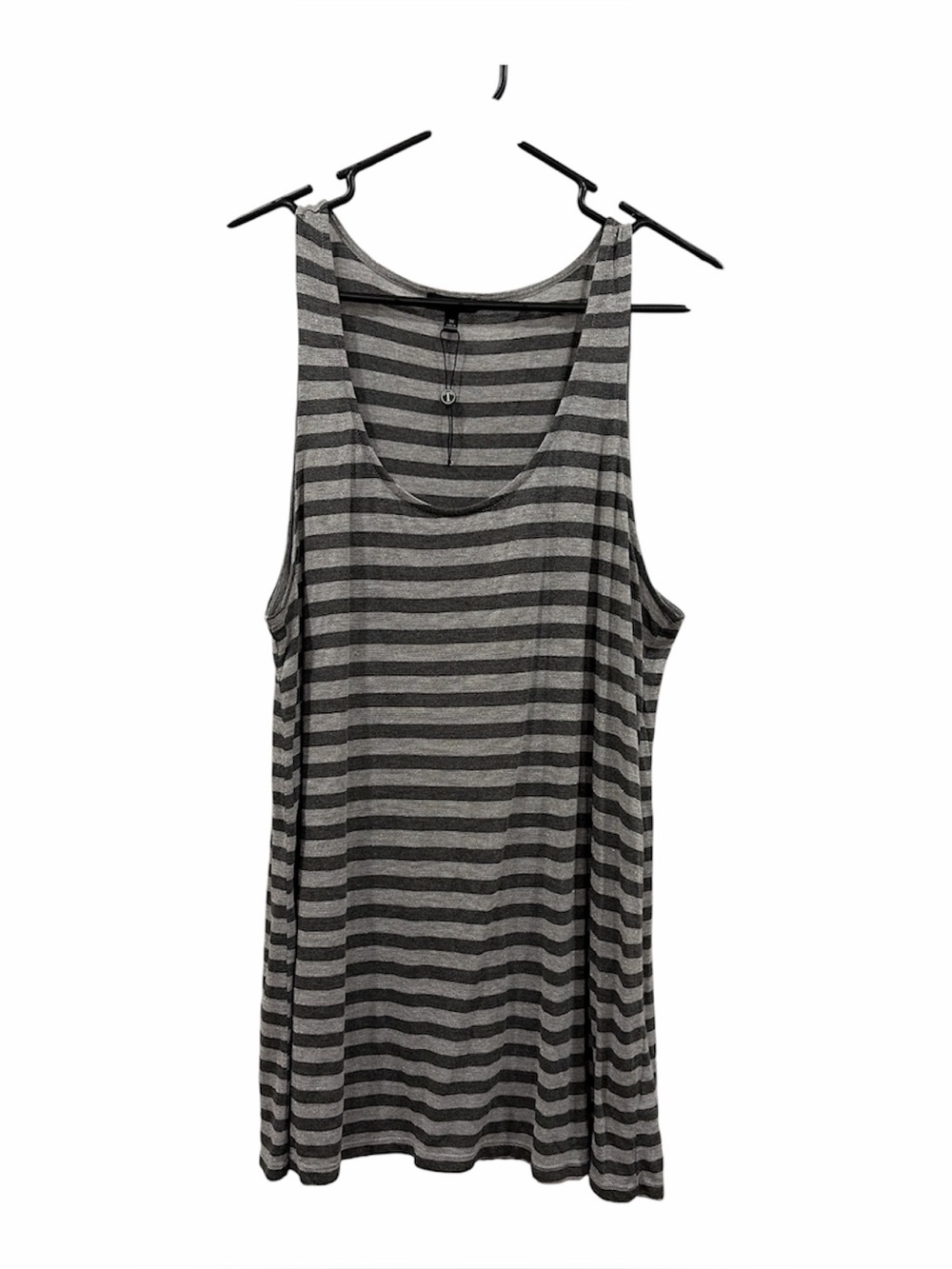 Talbots Striped Scoop Neck Tank Top - Gray & Black